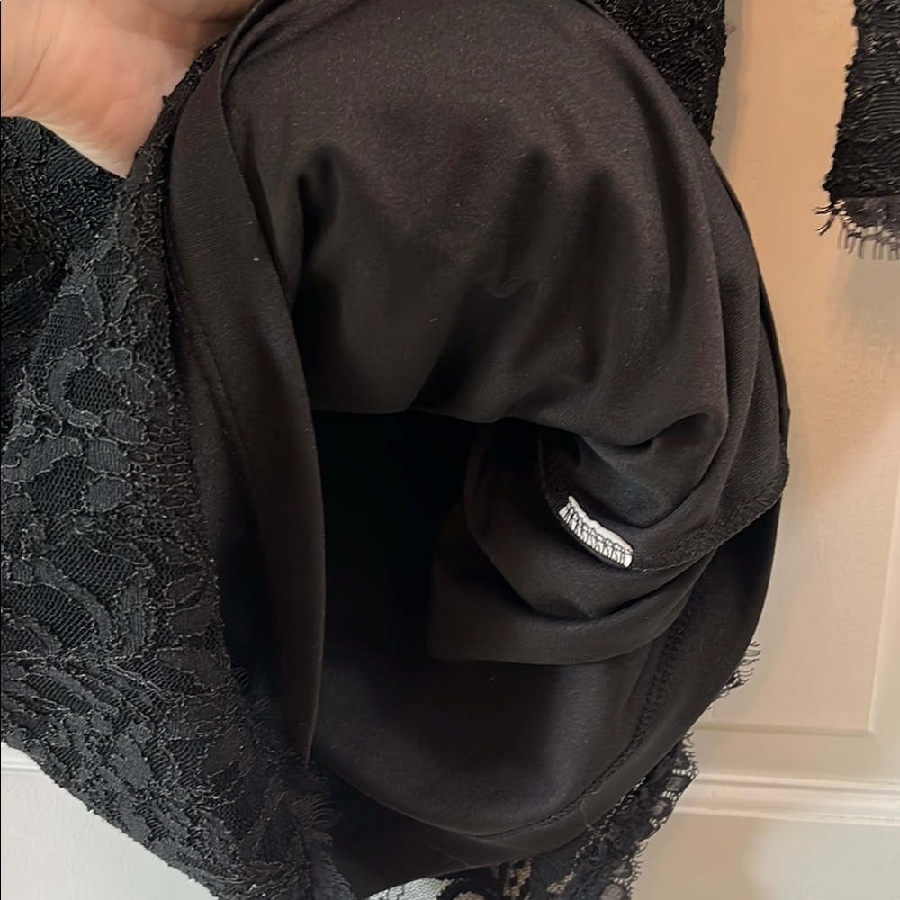 Jump Apparel Black Mesh Floral Long Sleeve Sheath Cocktail Dress - Size Large - Picture 13 of 13
